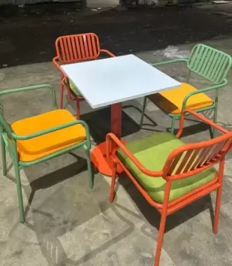 Bàn inox căn tin dính liền ghế