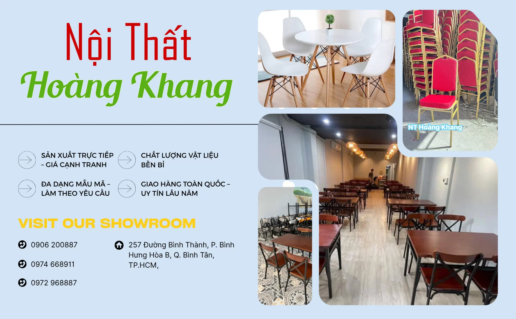 NỘI THẤT HOÀNG KHANG – Chuyên Bàn Ghế Inox, Bàn Ghế Căn Tin, Bàn Ghế Sắt Nhà Hàng